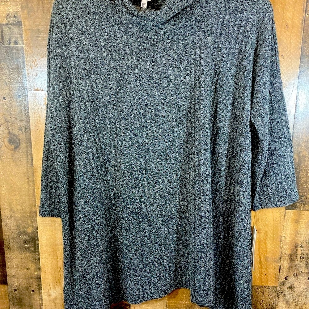Sonoma Womens Sweater Size XL Gray‎ Ribbed Crowl Neck 3/4 Sleeve